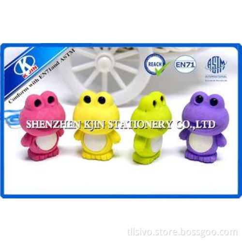 Green Yellow Purple Pink Frog Animal Kids Erasers For Promo
